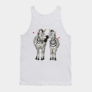 Valentine Cartoon Zebra Couple Tank Top